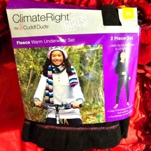 ClimateRight by Cuddl Duds Girls Fleece Warm Underwear Set Size Medium